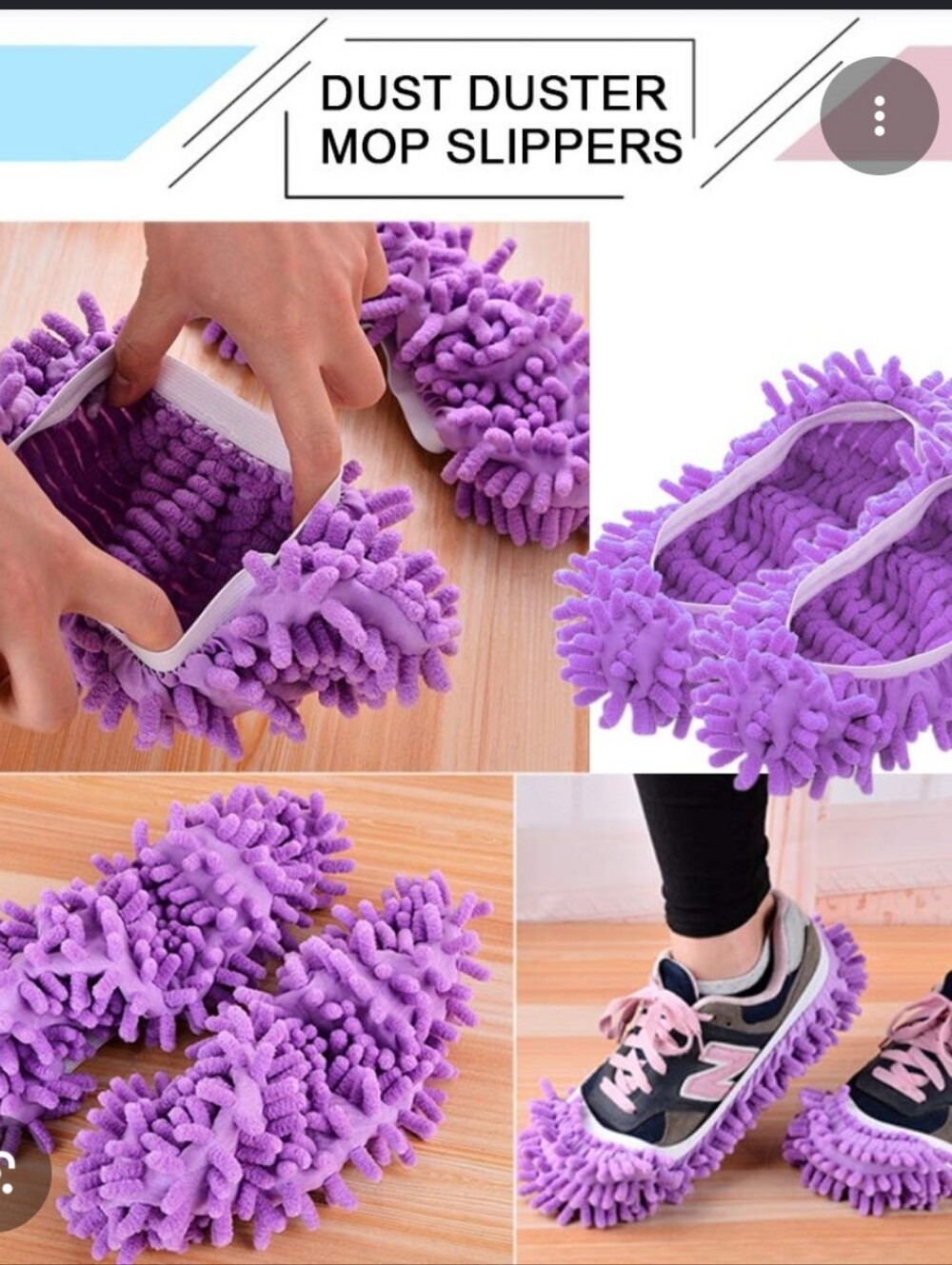 Purple Mop Dust Floor Cleaning Washable Shoe Covers Socks